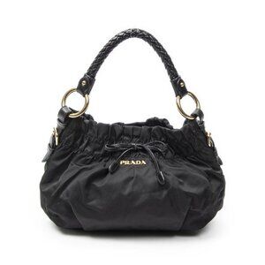 Prada Pre Tsubo Hobo Black Nylon Canvas